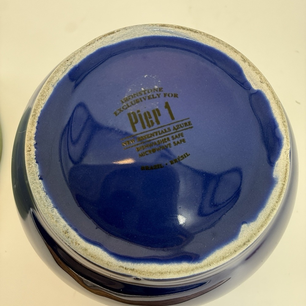 Lot of 2 PIER 1 Ironstone New Essentials Azure Cereal Bowls 5.75" Brazil RARE - Picture 12 of 12